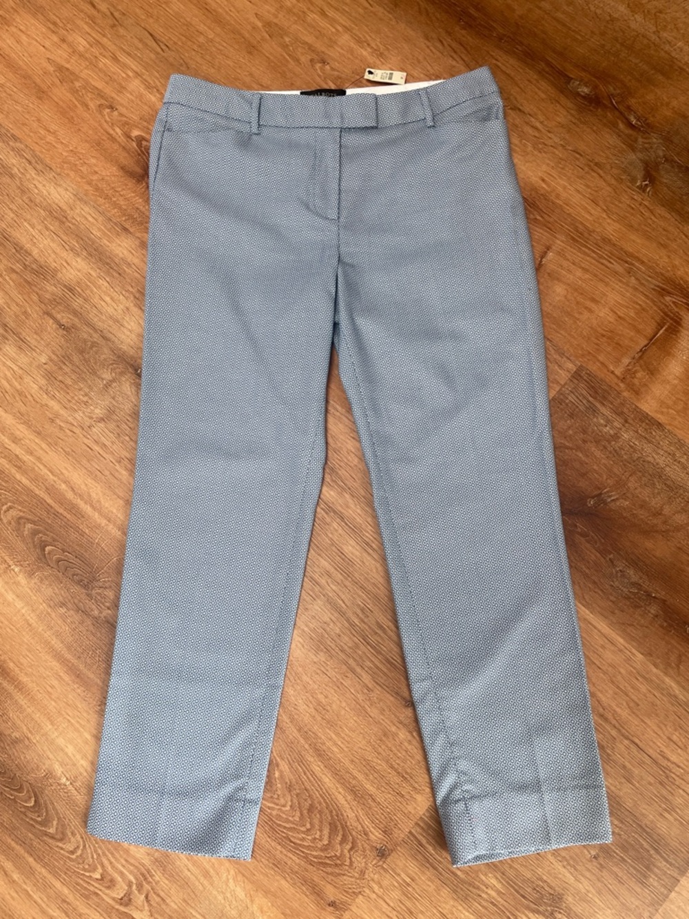Talbots NEW Hampshire Pants Size 8P Petite Blue Geometric Career Office Chino